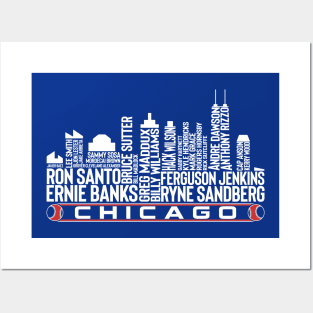 Chicago Baseball Team All Time Legends, Chicago City Skyline Posters and Art